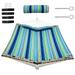 Gymax Patio Hammock Foldable Portable Swing Chair Bed Detachable Pillow Blue and Green