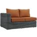 Modern Contemporary Urban Design Outdoor Patio Balcony Left Arm Loveseat Sofa Orange Rattan