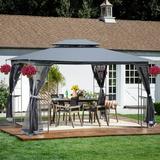 Hassch 13x10FT Outdoor Patio Gazebo Canopy Tent With Detachable Mosquito Net Suitable for Lawn Garden Backyard and Deck Gray Top
