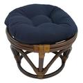 International Caravan Rattan Footstool with Twill Cushion Navy