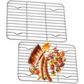 Lieonvis 2Pcs Baking Rack Cooling Rack Stainless Steel Metal Roasting Cooking Rack Heat Resistant Grill Rack Small Wire Rack Sturdy Grid Wire Rack for Roasting Grilling Cooking Drying