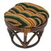 International Caravan Rattan Ottoman with Outdoor Fabric Cushion - Kingsley Stripe