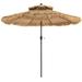 Gymax 9 ft Thatched Tiki Patio Umbrella Beach Pool Sun Shade 2 Tier Hawaiian Crank