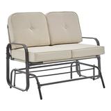 Barton Patio Glider Bench Loveseat Outdoor 2 Person Rocking Seating Patio Swing Chair Beige Cushion / Brown Frame
