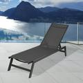 Outdoor Chaise Lounge Chair with Wheels Five-Position Adjustable Aluminum Patio Lounge Chair Set Sunbathing Reclining Chair for Beach Yard Patio Pool Home Office Sitting Area Black