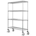 21 Deep x 48 Wide x 80 High 4 Tier Stainless Steel Wire Mobile Shelving Unit with 1200 lb Capacity
