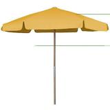 7.5 ft. Hex Beach Umbrella 6 Rib Push Up Natural Oak with Yellow Vinyl Coated Weave Canopy