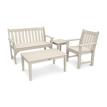 POLYWOOD Vineyard 4-Pieces All-Weather Patio Furniture Set with Arm Chairs Sand