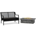 Home Square 2-Piece Set with Propane Fire Table and Patio Loveseat