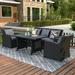 Outdoor Patio Furniture Sets 4 Piece Ratten Wicker Sofa Set 1 Sofa 2 Armchair and 1 Dining Table Outdoor Dining Set Patio Conversation Sets for Backyard Lawn Poolside Garden 5 Seating W9941