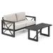 Gymax 2PCS Patio Loveseat & Table Set Cushioned Outdoor Conversation Furniture Set