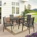 MF Studio 5-Piece Outdoor Patio Dining Set with 4 Pieces Aluminum Stackable Armchairs and 1 Piece Metal Round Table Black&Gray