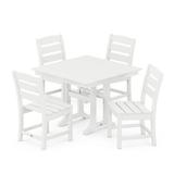 POLYWOOD Lakeside 5-Piece Farmhouse Trestle Side Chair Dining Set in White