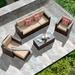 7 Piece Patio Furniture Set Outdoor All Weather Brown Wicker Sectional Sofa Couch Conversation Set