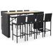 vidaXL Patio Bar Set Outdoor Bar Table and Stools Poly Rattan and Wood Black