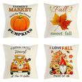 Farmhouse Fall Pillow Covers 18x18 Set of 4 for Fall Decor Watercolor Pumpkin Patch Leaves Truck Fall Thanksgiving Decorations Throw Pillows for Home Couch Outdoor(Style 7)