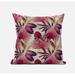 Plant Illusion Suede Blown and Closed Pillow by Amrita Sen in Aqua Red