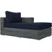 Modern Contemporary Urban Design Outdoor Patio Balcony Right Arm Chaise Lounge Chair Navy Blue Rattan