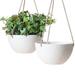 La Jolie Muse White Hanging Planter Basket - 8 Inch Indoor Outdoor Flower Pots Plant Containers W/ Drainage Hole Plant Pot for Hanging Plants Pack 2