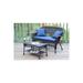 Jeco Wicker Patio Love Seat and Coffee Table Set with Blue Cushion-Finish:Espresso