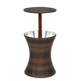 TOY LIFE Outdoor Cool Bar Rattan Style Patio Adjustable Height Cocktail Coffee Table Part Patio