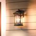 Urban Ambiance Luxury Rustic Outdoor Wall Light Medium Size: 14.5 H x 9 W with Colonial Style Elements Wrought Iron Design Oil Rubbed Parisian Bronze Finish and Seeded Glass UQL1103