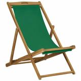 Andoer Folding Beach Chair Solid Teak Wood Green