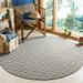 SAFAVIEH Courtyard Hilbert Trellis Indoor/Outdoor Area Rug 7 10 x 7 10 Round Anthracite/Beige