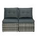 Outdoor Patio Loveseat - 2 Piece Rattan Wicker Sofa Chair with Cushion Gray/Grey