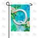 America Forever Summer Flowers Birds Monogram Garden Flag Letter Q 12.5 x 18 inches Hummingbird Calla Lily Spring Floral Double Sided Vertical Outdoor Yard Lawn Decorative White Floral Garden Flag