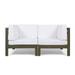 Cascada Outdoor Acacia Wood Loveseat with Cushions Gray and White