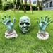 KARLSITEK Halloween Decorations Skeleton Stakes Realistic Scary Yard Lawn Stakes Skull Head and Arms Decoration for Halloween Party Prop Lawn Outdoor Graveyard