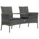 Lixada 2-Seater Garden Sofa with Tea Table Poly Rattan Anthracite