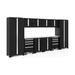 NewAge Products Bold Series Black 12 Piece Cabinet Set Heavy Duty 24-Gauge Steel Garage Storage System LED Lights Included