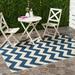 Safavieh Courtyard Bailey Chevron Indoor/Outdoor Area Rug 5 3 x 5 3 Square Navy/Beige