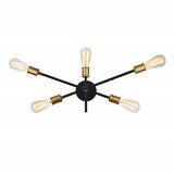Living District Axel 5-Light Transitional Metal Wall Sconce in Black and Brass