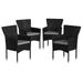 Flash Furniture Maxim Wicker Patio Armchairs Black/Gray Set of 4