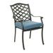 37 Inch Wynn Outdoor Patio Dining Chair Cushioned Seat Blue- Saltoro Sherpi