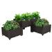 SYNGAR Raised Garden Bed for Herbs/Patio Plastic Flower Planter Box/Outdoor Vegetables Planting Box/Growing Box Container with Legs and Drain Hole/for Garden Balcony Lawn/4 Packs/Brown D6834