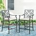 Ulax Furniture Outdoor Bar Stools Metal Patio Counter Height Bar Stool Chairs with Beige Cushion Set of 2