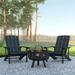 Emma + Oliver Three Piece Camping Set with Two Slate Faux Wood Adirondack Chairs and 29 Star and Moon Fire Pit with Mesh Cover