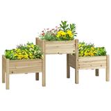 Outsunny Raised Garden Bed with 3 Planter Box 72.5 in x 17.75 in Natural