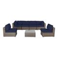 Living Source International 7-Piece Outdoor Set with Cushion in Gray/Navy Blue