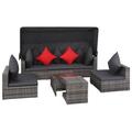 Andoer 7 Piece Garden Set with Cushions Poly Rattan Gray