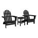 DuroGreen Folding Adirondack Chair Set Made With All-Weather Tangentwood 2 Chairs 1 Side Table Oversized High End Patio Furniture for Porch Lawn Deck No Maintenance USA Made Black