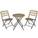 Outsunny 3 PCS Rattan Wicker Bistro Set with Easy Folding Hand Woven Rattan Coffee Table and Chairs for Outdoor Lawn Pool Balcony & Garden Natural