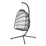 Winado Patio Foldable Swing Chair Porch PE Wicker Egg Hanging Chair