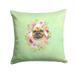 Carolines Treasures CK4304PW1414 Fawn French Bulldog Green Flowers Fabric Decorative Pillow 14Hx14W multicolor