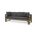 Camille Outdoor Extendable Acacia Wood Daybed Sofa Gray and Dark Gray