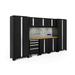 NewAge Products Bold Series Black 9 Piece Cabinet Set Heavy Duty 24-Gauge Steel Garage Storage System Includes LED Lights / Slatwall / Hook Kit